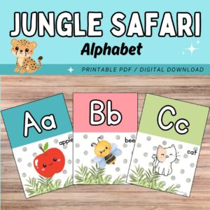 Jungle Safari Alphabet Posters - Printable PDF